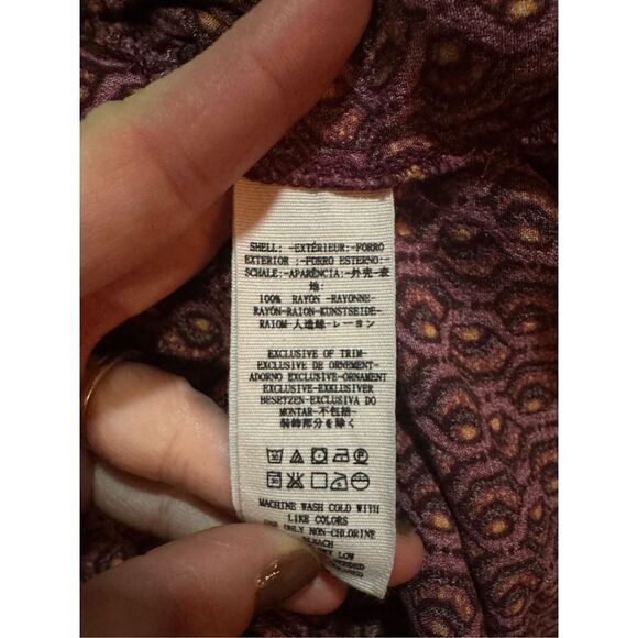 Free People Nadia Red Geometric Hexagon Pattern Asymmetric Ruffle Hem skirt - Picture 7 of 7